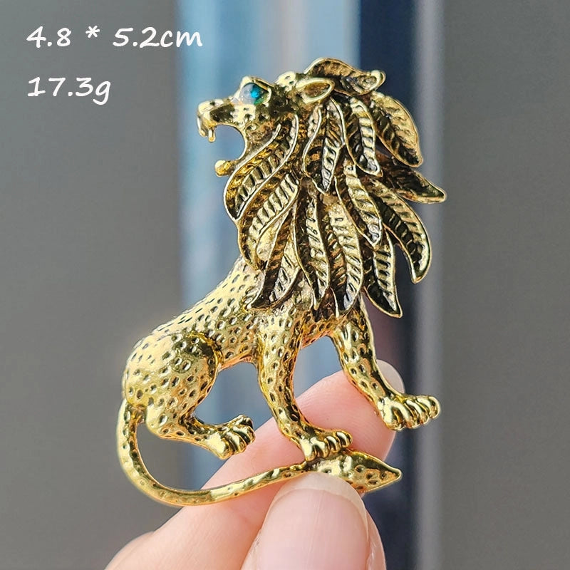 Retro Pin Animal Lion Alloy Plating Unisex Brooches