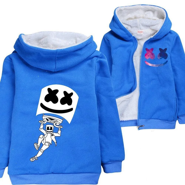 Mayoulove Sky Diving Dj Marshmello Print Boys Child Zip Up Fleece Lined Hoodie-Mayoulove