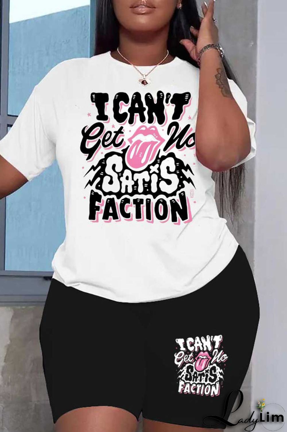 Blue Casual Street Print Patchwork O Neck Plus Size Two Pieces