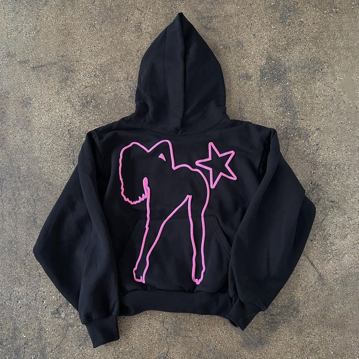 Letters Stick Figure Print Long Sleeve Hoodies