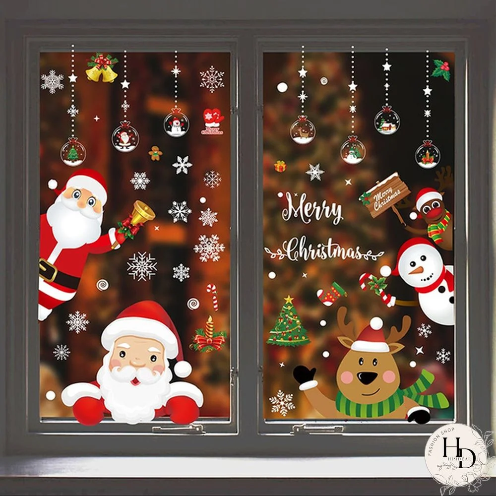 1 Pc Christmas Sticker Double-Sided Electrostatic Window Glass Sticker Decoration