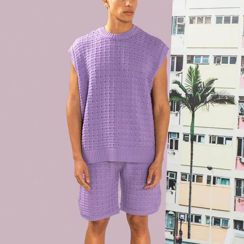 Men's Fashion Sports Casual Knitted Trend Vest Suits