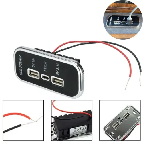 Dronehint 3 Ports PD Type-C USB Car Charger Socket Parts For Motorcycle ATV Boat 12-24V (For: Acura) Parts