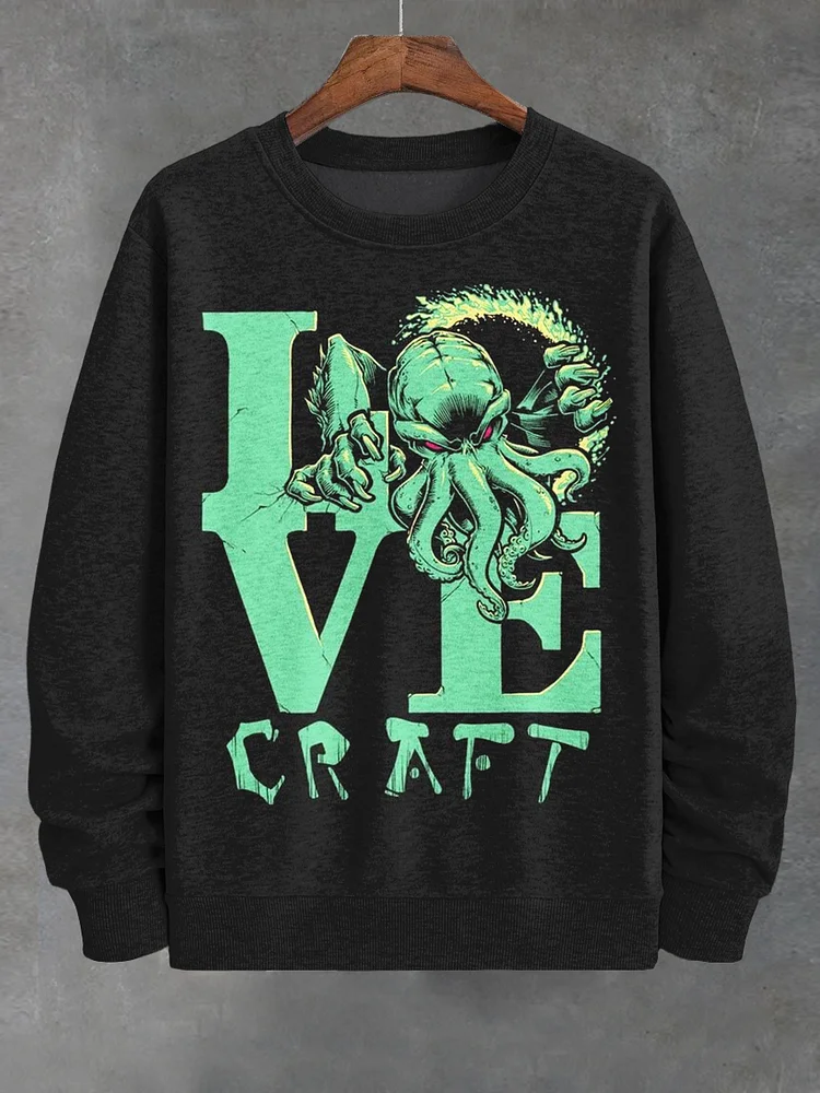 Men's Halloween Terrifying Octopus Monster Print Casual Sweatshirt
