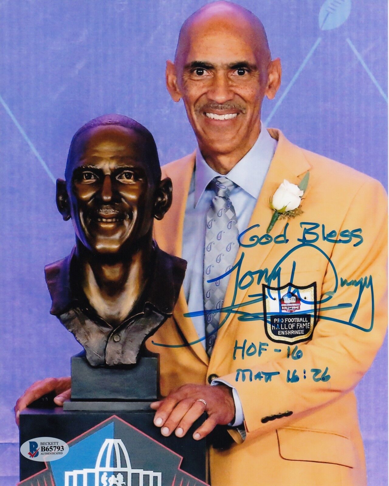 Tony Dungy #0 Signed 8x10 Photo Poster painting Beckett Indianapolis Colts 082618