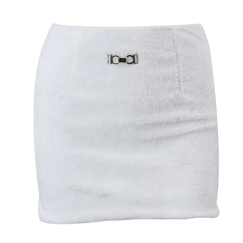 Uveng Uveng Women's Winter 2024 New Fashion Sexy Pure Hair Warm Mini Hip Skirt Short Skirt