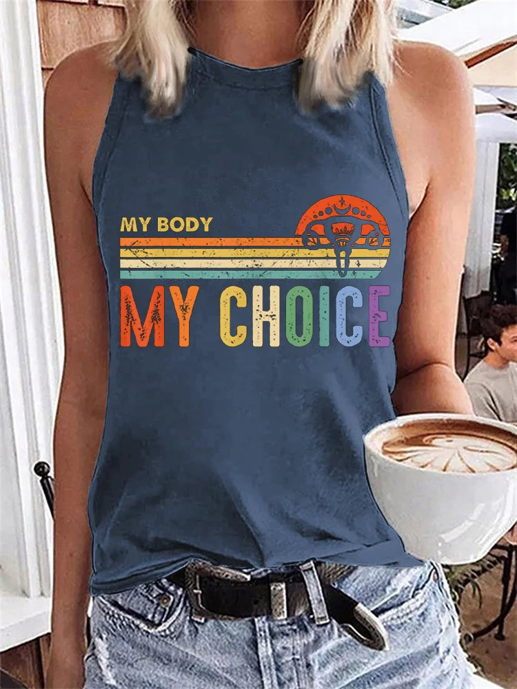My Body My Choice Rainbow Graphic Tank Top