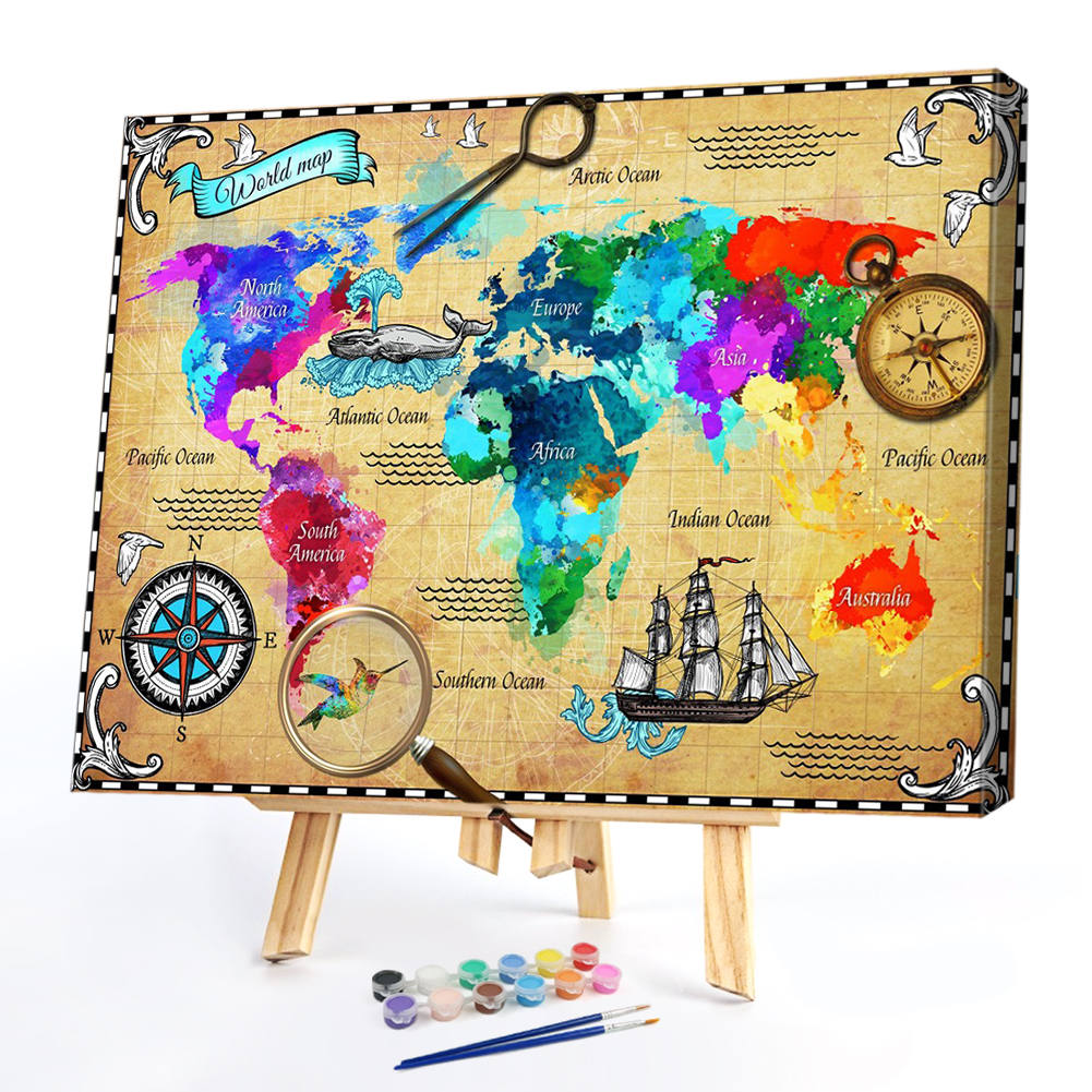 

50*40CM - Paint By Numbers - World Map, 501 Original