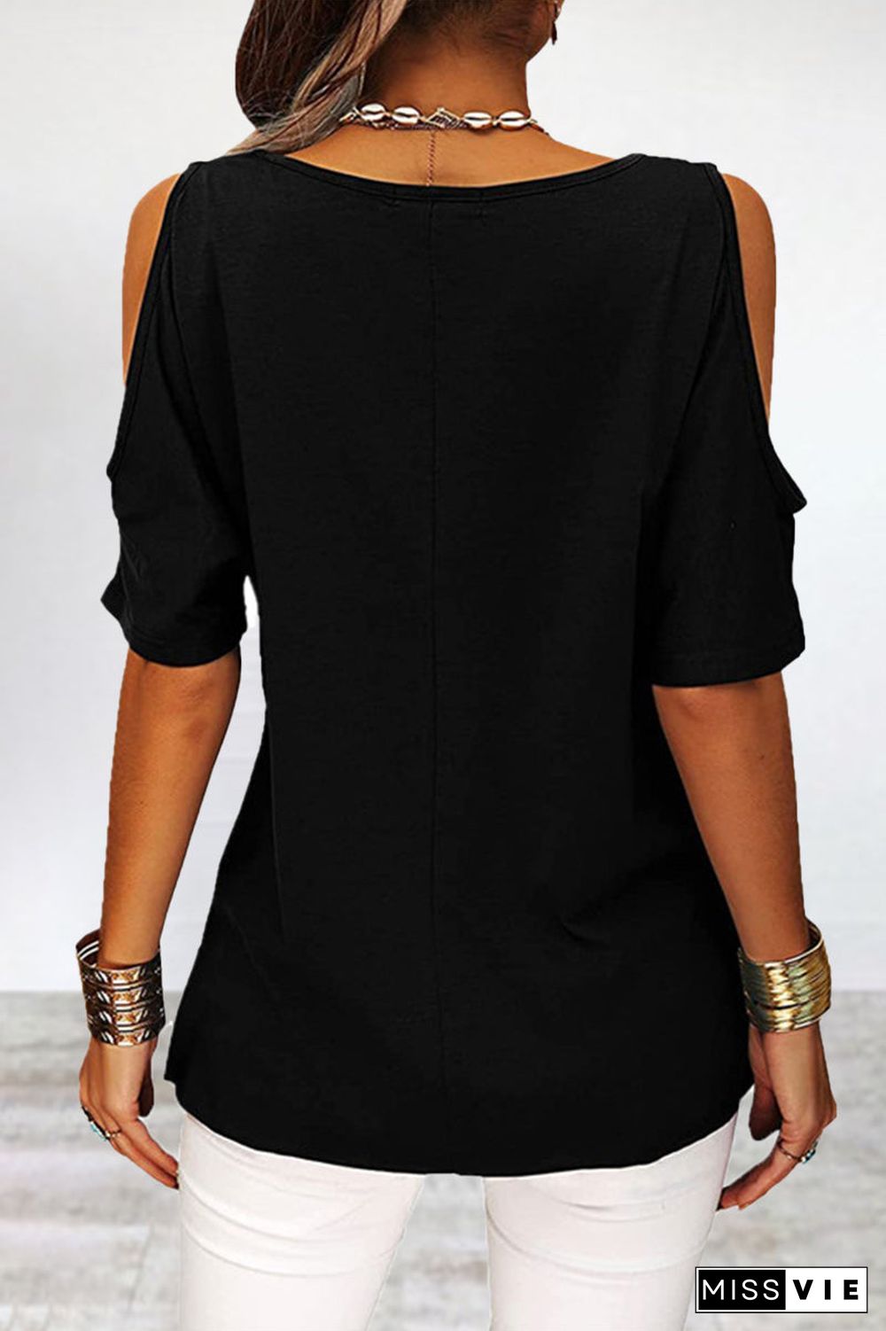 Casual Simplicity Solid Asymmetrical O Neck T-Shirts