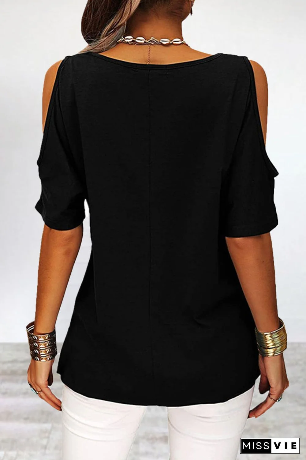 Casual Simplicity Solid Asymmetrical O Neck T-Shirts