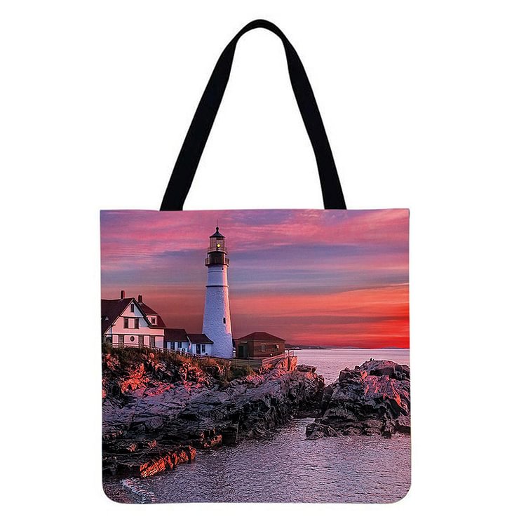 Seaside scenery Linen Tote Bag