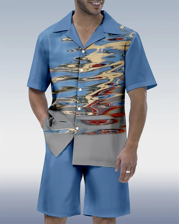 Suitmens Men's Laidback Holiday Casual Short Sleeve Shirt Set  0256
