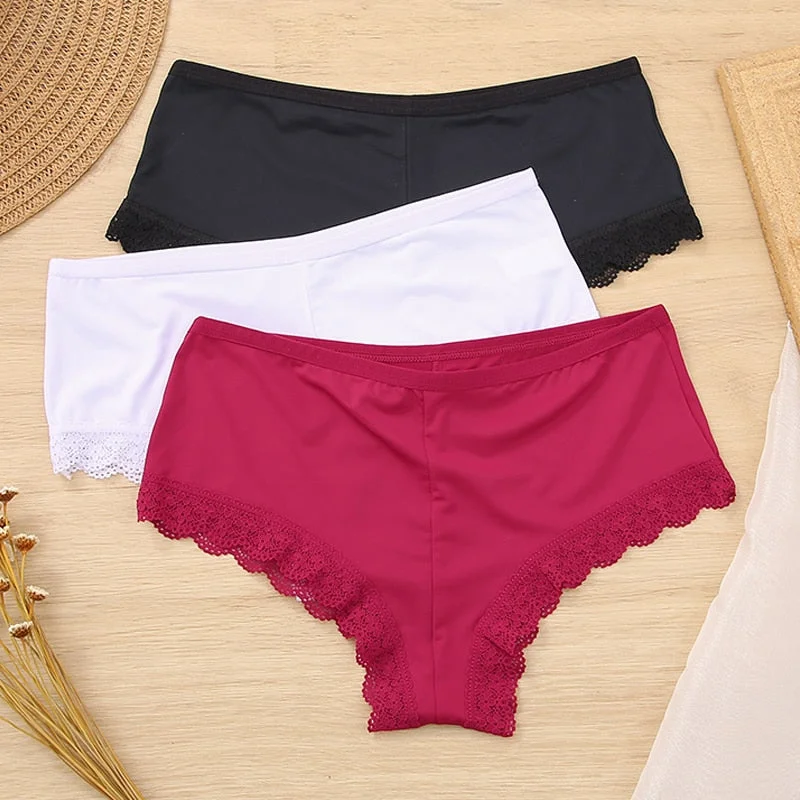 3PCS/Set Sexy Lace Panties Women Seamless High Waist Women's Underwear Female Underpants Ladies Panty Comfortable Lingerie M-2XL