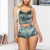Femme 2 Pi&egrave;ces Set Pyjama Moulant en Velours 