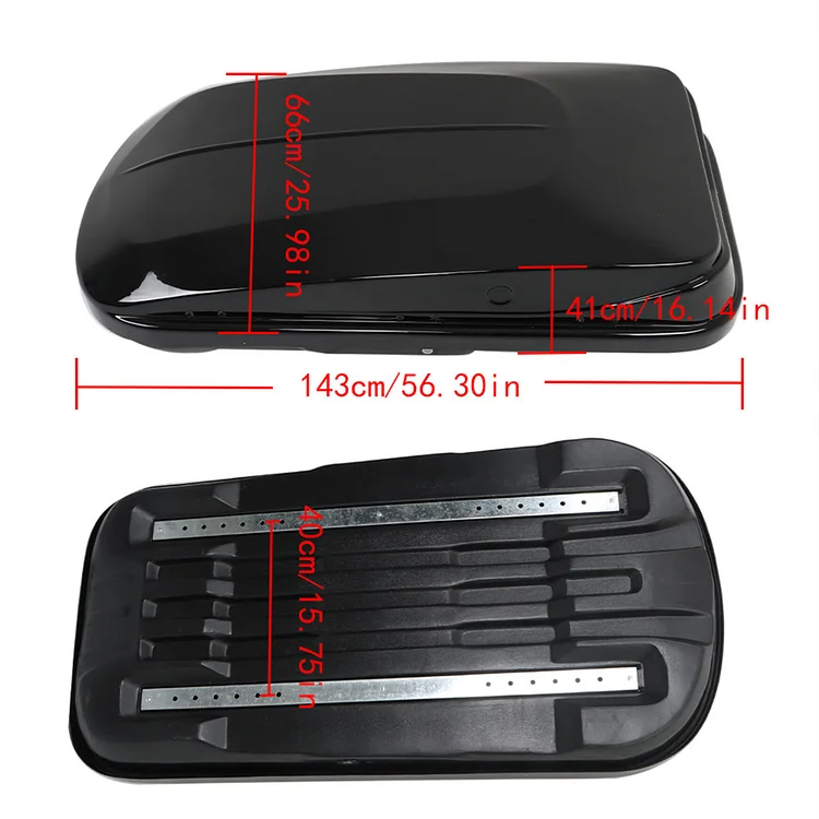 SEBLAFF Black 14 Cubic Feet Rooftop Cargo Box Dual Side Opening with 2 Lock Keys Heavy Duty Roof Storage Box 56.3 Inch L x 25.98 Inch W x 16.14 Inch H