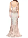 Sequined Color-Block Sleeveless Evening Maxi Dress
