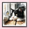 (US Only)Full Embroidery cotton Thread 11CT Printed Cat Cross Stitch Kit Art 40x40cm