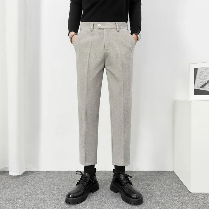 Free Shipping Spring Autumn Men's Woolen Trousers Casual Straight-leg Pants Business Suit Trousers Men's Wear