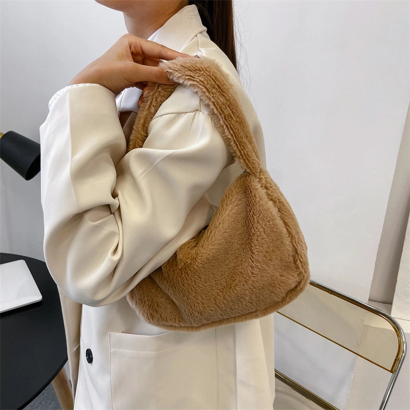 Women’s Small Plush Leopard Vintage Style Classic Style Dumpling Shape Zipper Handbag