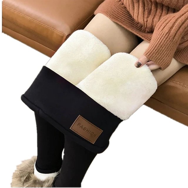 Fleece Lined Leggings High-Waist Winter Warmth Plush Legging For Women