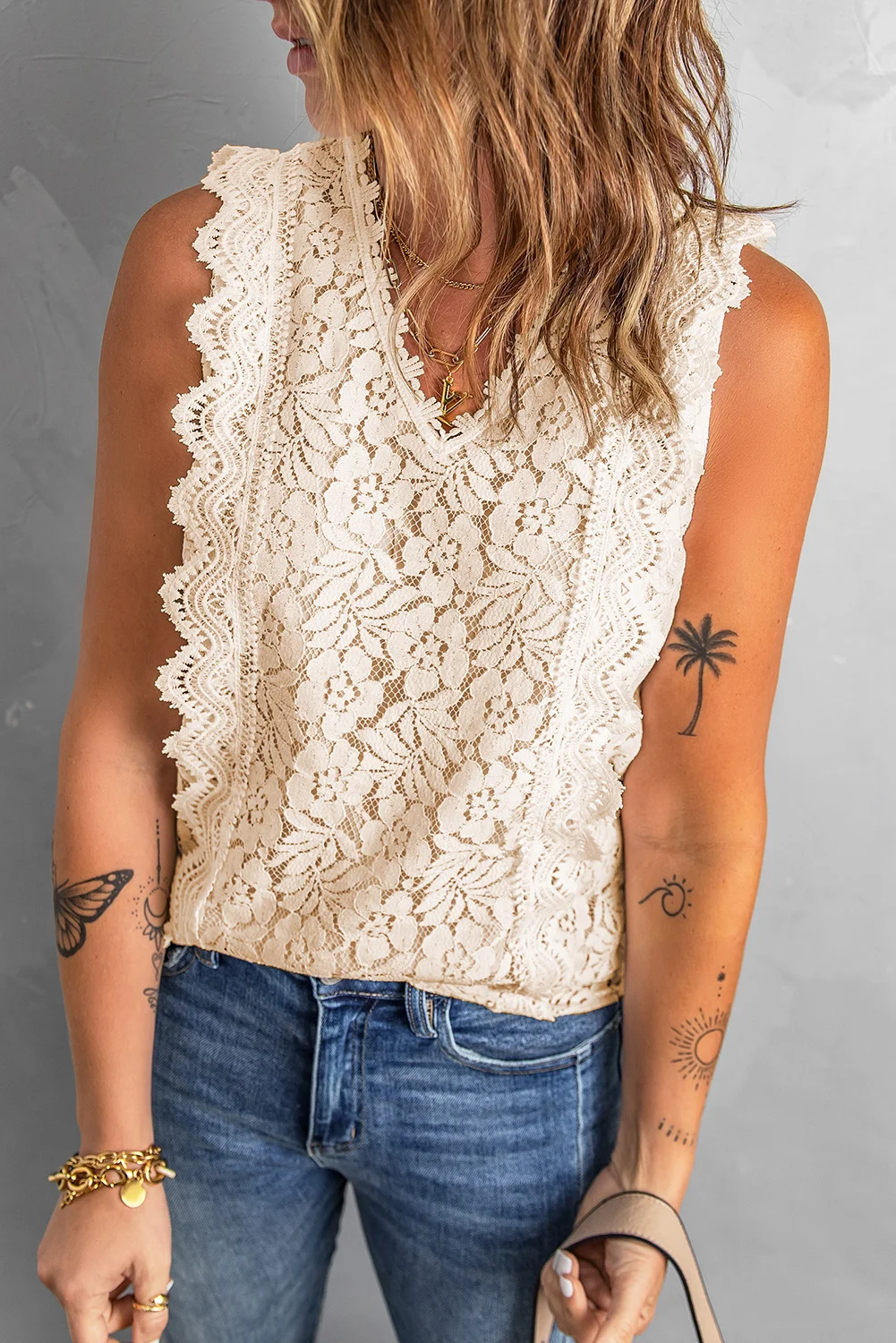 Lace V Neck Tank Top | IFYHOME