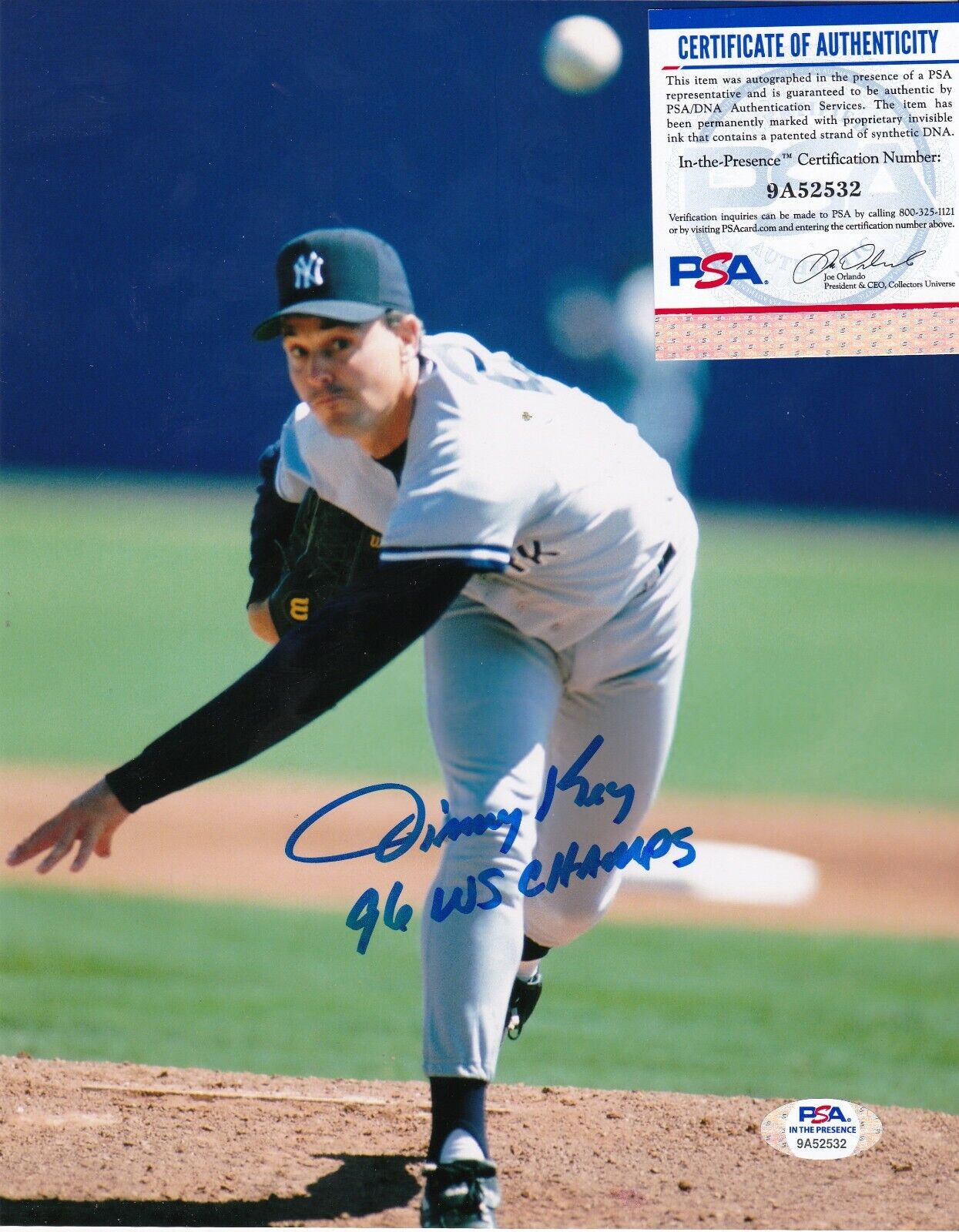 JIMMY KEY NEW YORK YANKEES 96 WS CHAMPS PSA AUTHENTICATED SIGNED 8x10