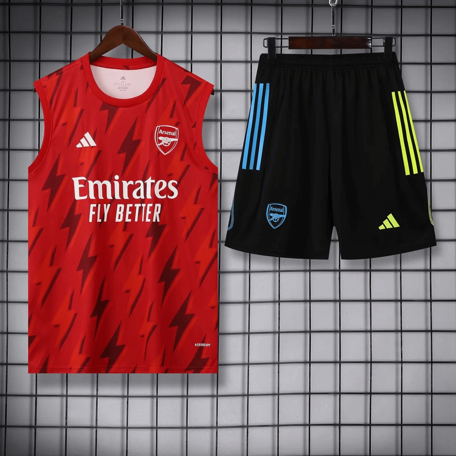 2023/2024 Arsenal pre-match training Red Jersey+Shorts mysite