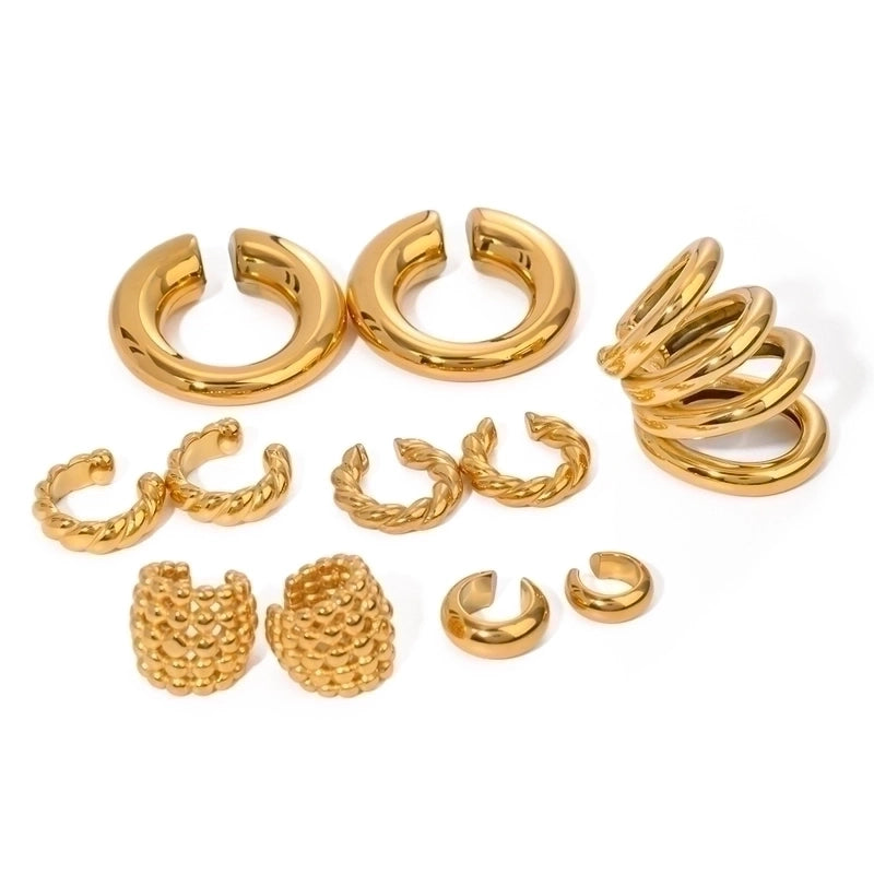 1 Pair Vacation Minimalist IG Style C Shape Solid Color Asymmetrical 304 Stainless Steel 18K Gold Plated Ear Cuffs