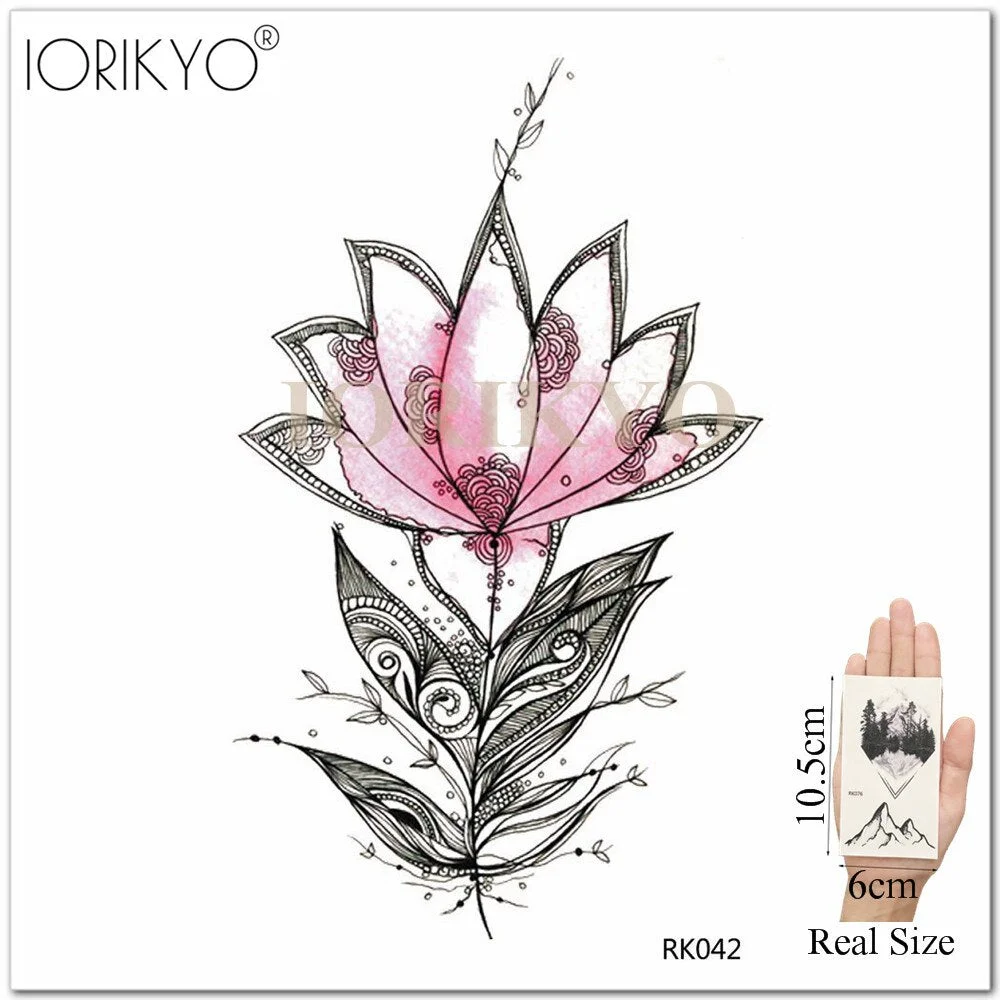 IORIKYO Flash Sexy Tempoary Women Tattoo Arm Fox Sticker Men Black Wolf Chest Forest Hill Bear Fake Tatoo Makeup Tattoo Body Art