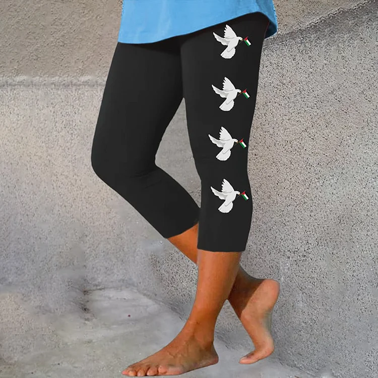 Women's Freedom Bird with Palestine Flag printed Casual Leggings