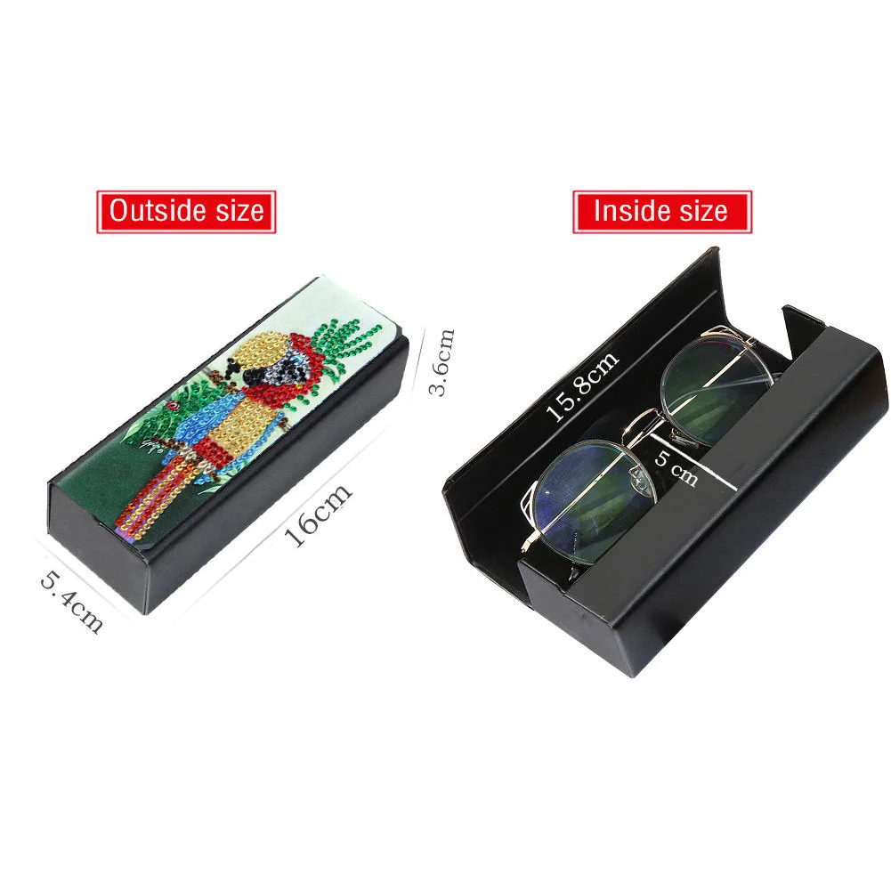 DIY Leather Diamond Painting Glasses Storage Case Mosaic Kit (Q38 Bird)