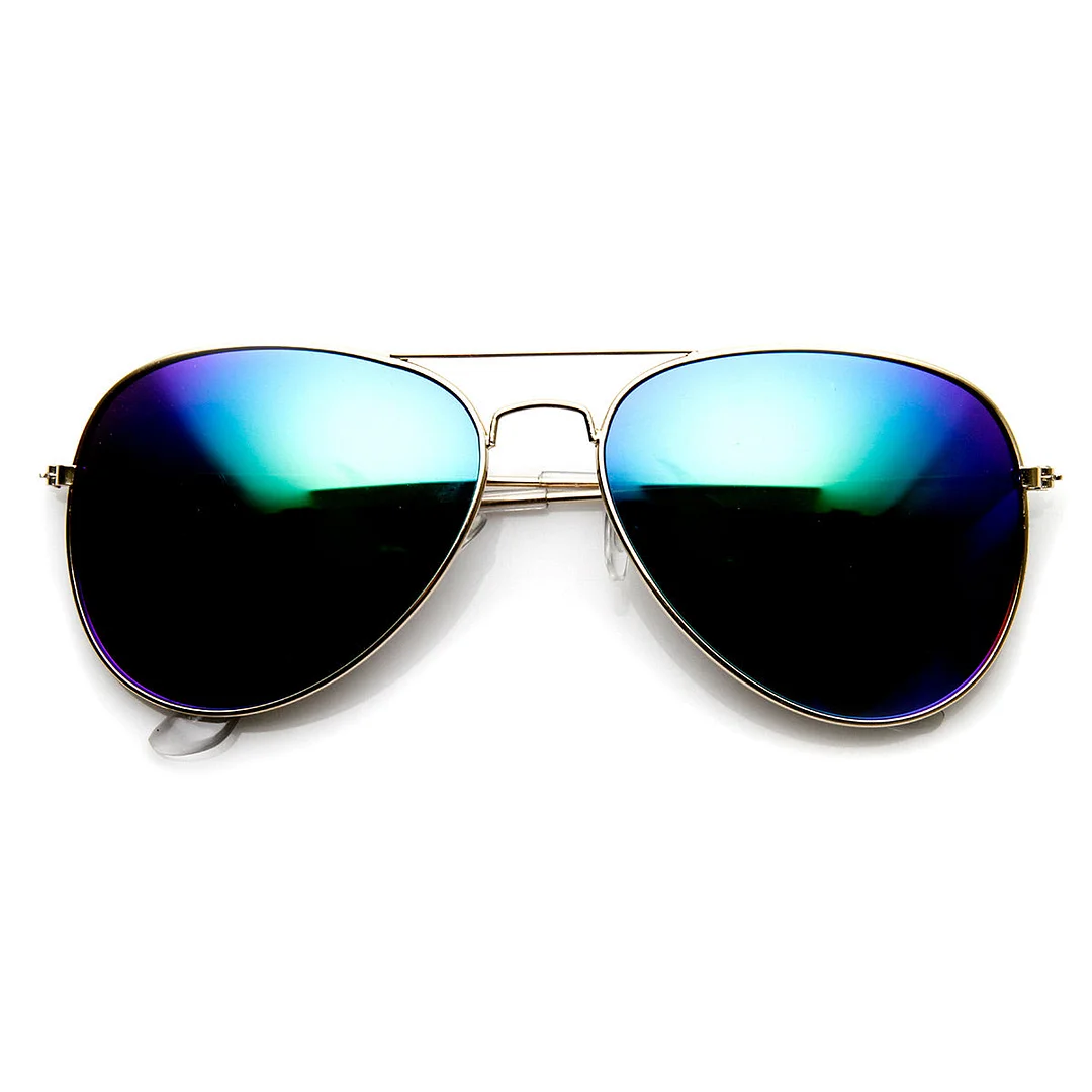 Classic Gold Frame Color Mirror Lens Aviator glasses 60mm