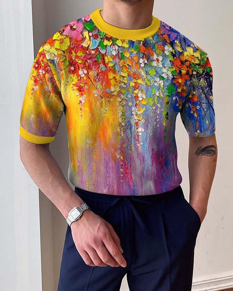 Men's round neck knitted T-shirt 500b