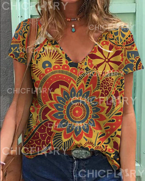 Paisley V-Neck Top