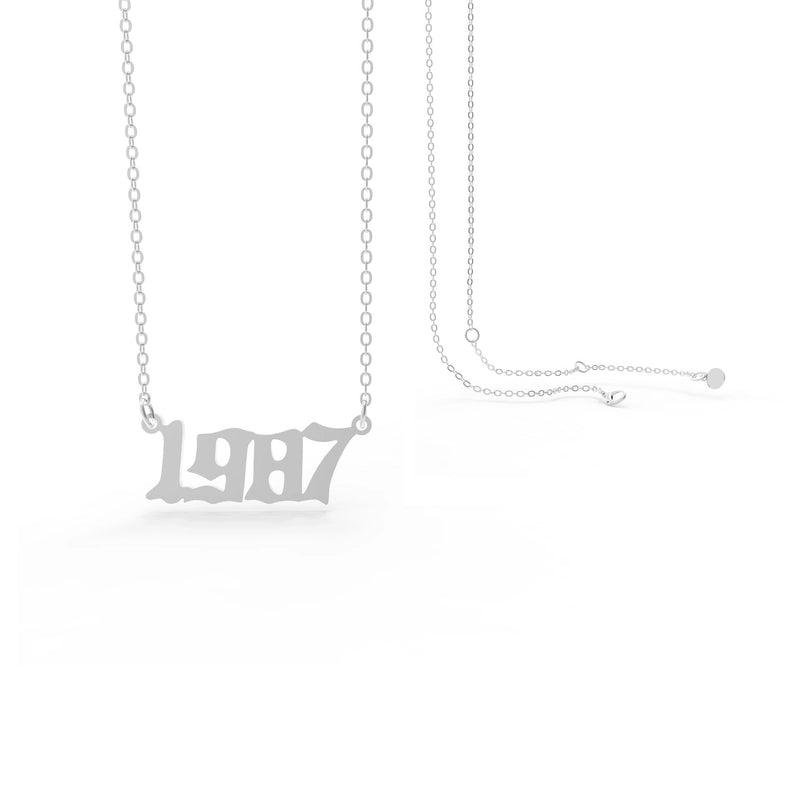 Retro Stainless Steel 28 Years Number Necklace