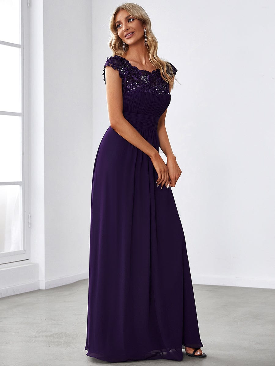 Sophisticated Lace Detail Evening Gown