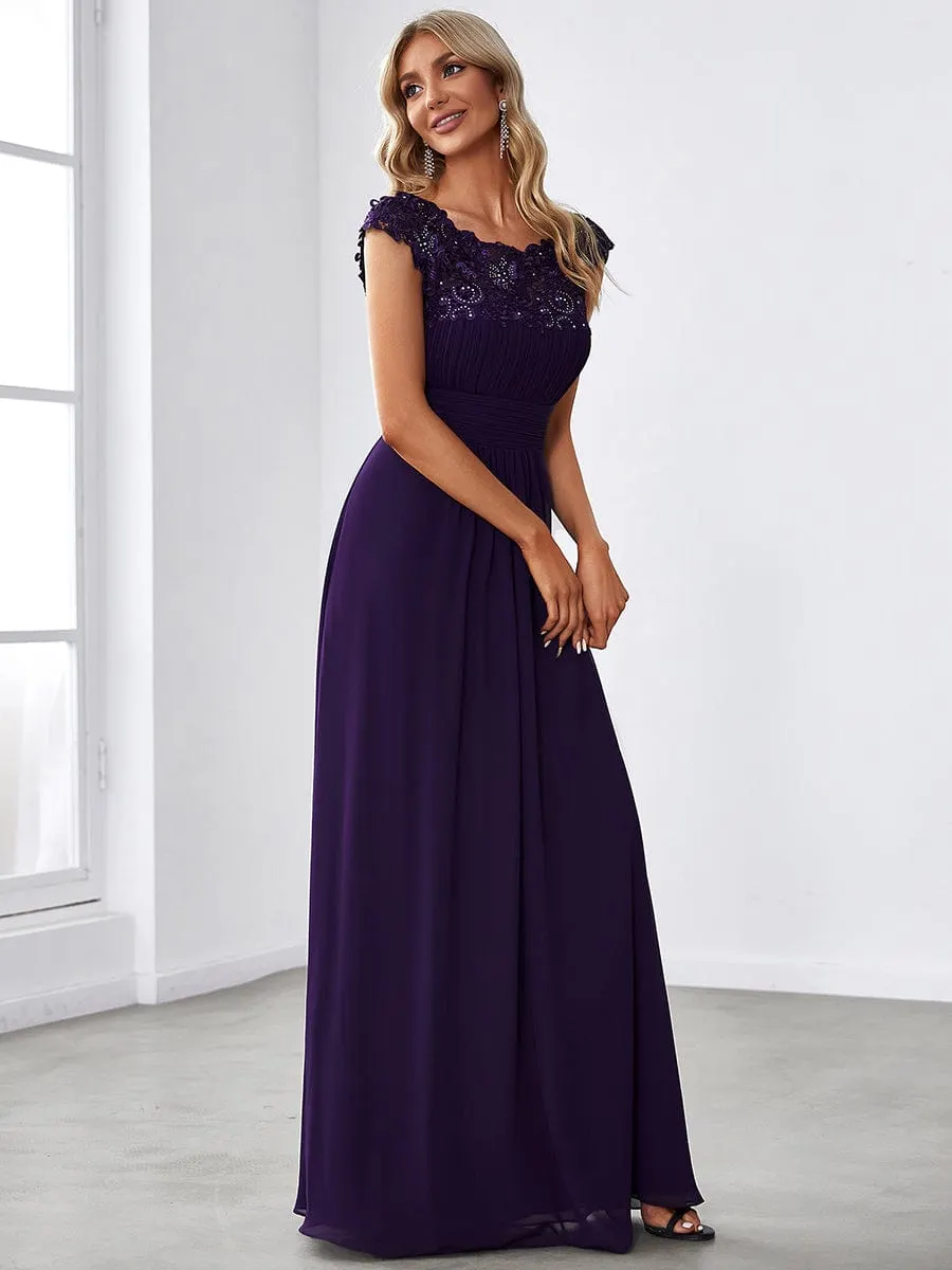 Sophisticated Lace Detail Evening Gown