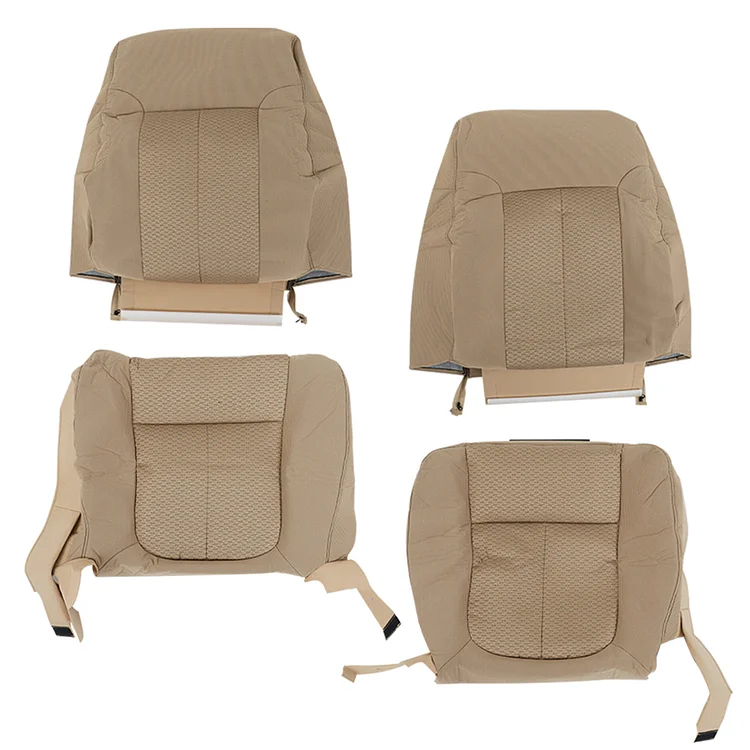 SEBLAFF 4Pcs Bottom and Lean Back Tan Seat Cover Cloth Front Driver Passenge Replacement for 2011-2014 F150