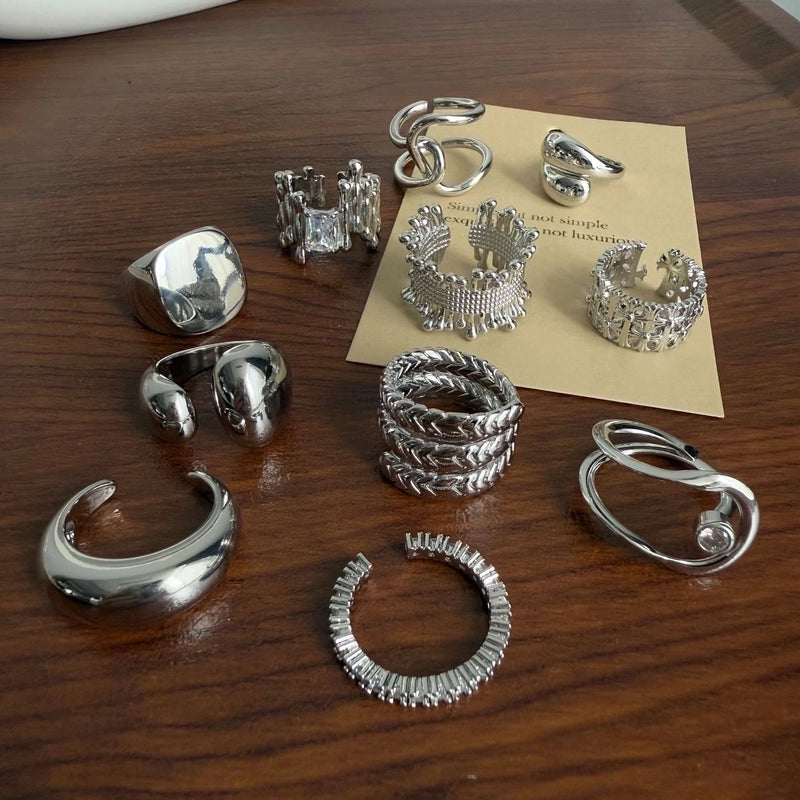 Hip-Hop Commute Geometric Copper Plating Open Rings