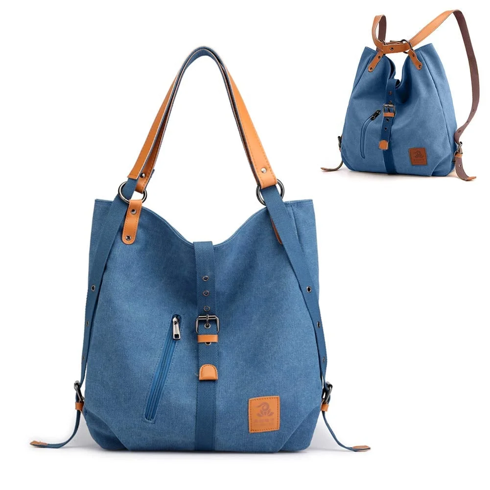 Chikencall 3 ways Women Canvas Purses Handbags Totes Shoulder Bag Backpack Hobo