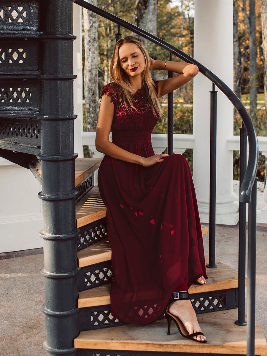 Sophisticated Lace Detail Evening Gown