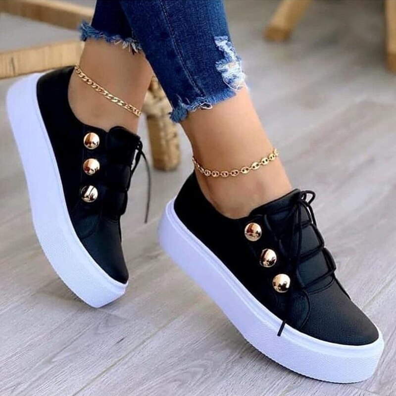 Llyge  Graduation Party Sneakers Fashion New Women Lace Up Sneakers For Women Flat Women Casual Shoes Sneakers Walking Plus Size Shoes Zapatos De Mujer llyge