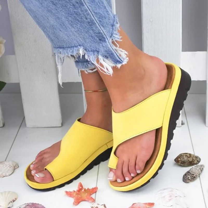 Outer leather drag wedge sandals and slippers