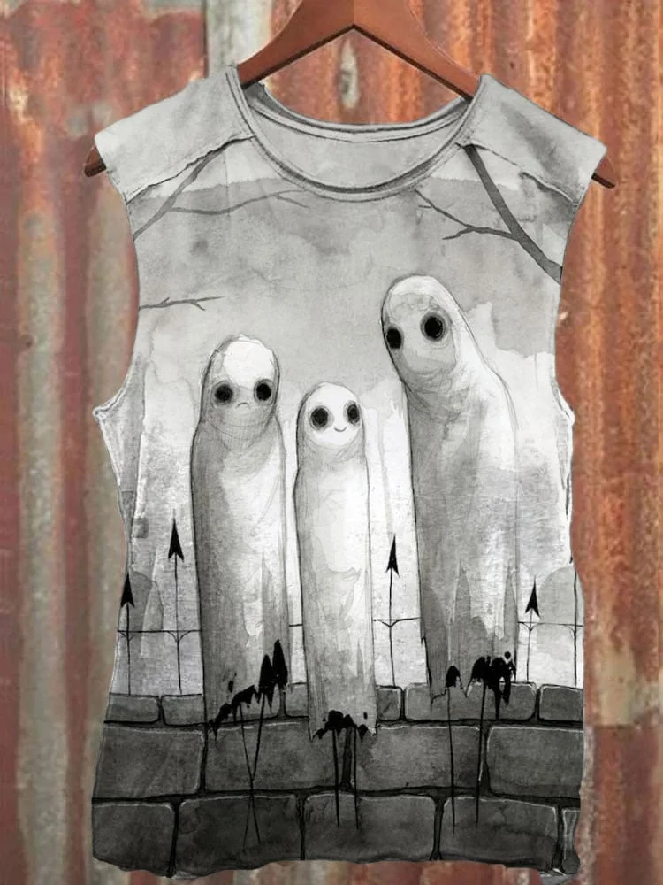 Halloween Ghost Print Unisex Vest