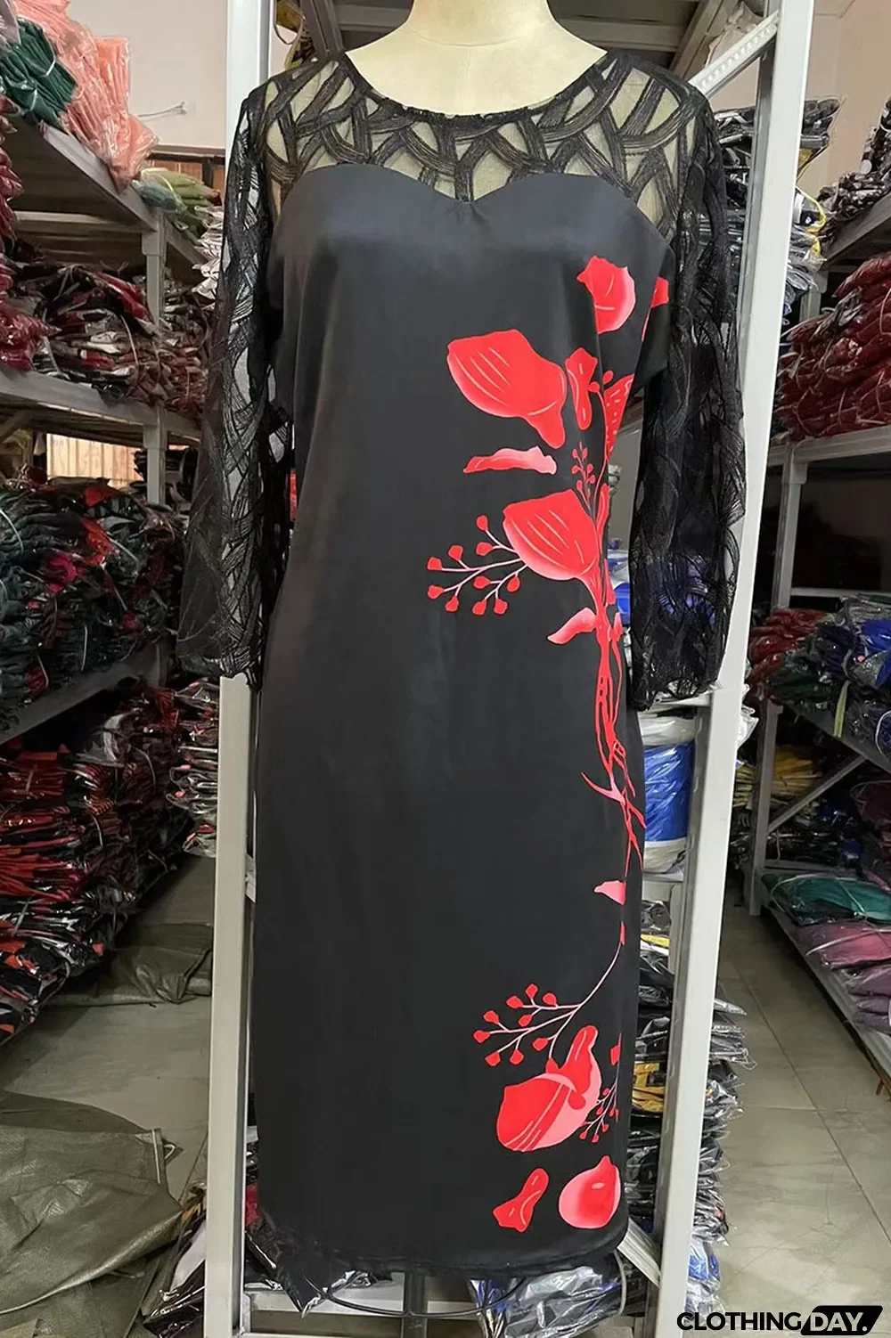 Black Casual Print Patchwork O Neck Straight Plus Size Dresses