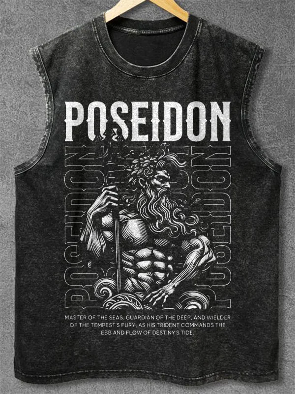 Men's Poseidon Ancient Greek Mythology Art Print Cotton Tank Top