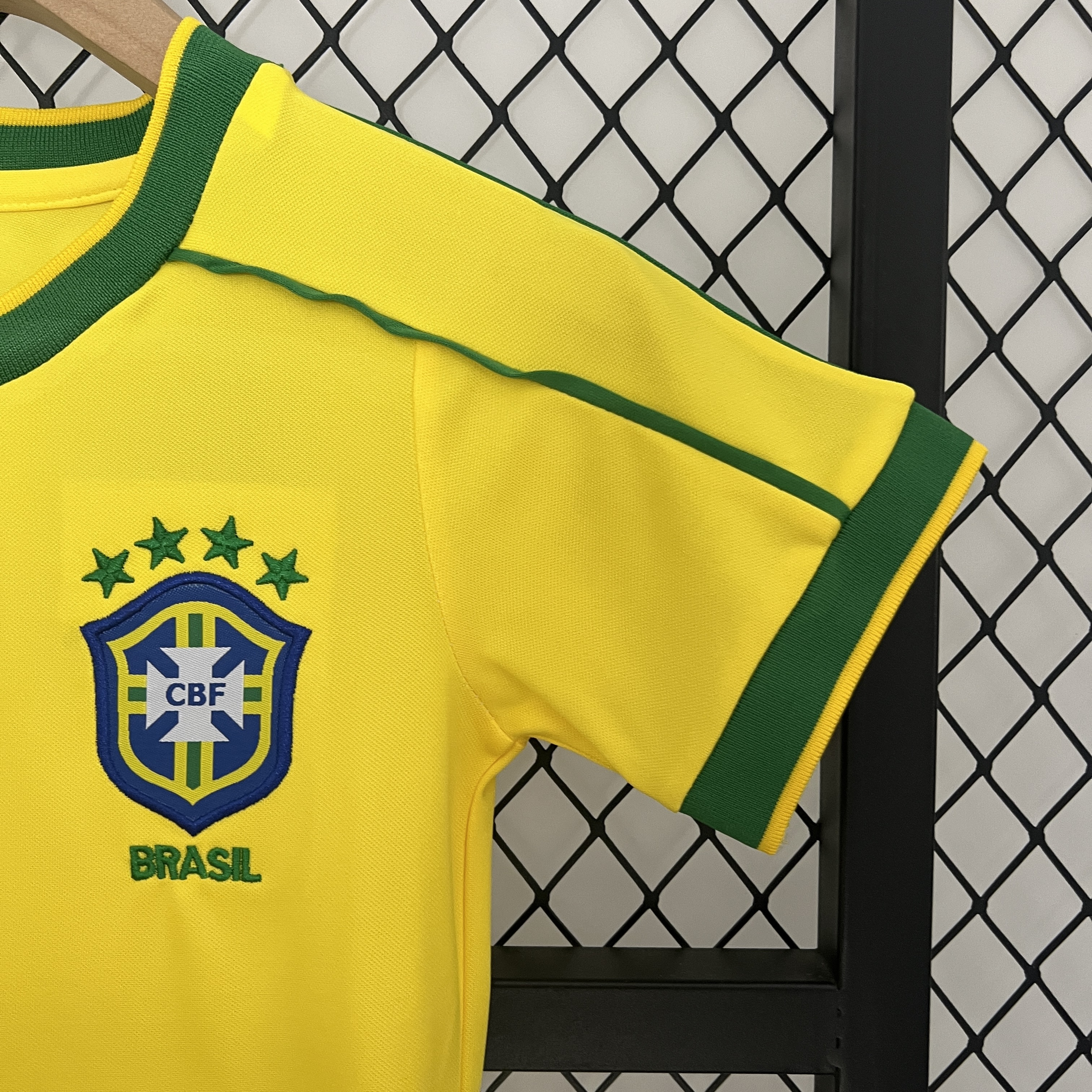 1998 Retro Brazil Home Kids Kit Football jersey Thai Quality