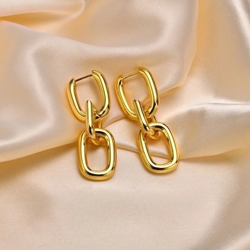 1 Pair Minimalist Classic Style Geometric Plating Brass Gold Plated Drop Earrings