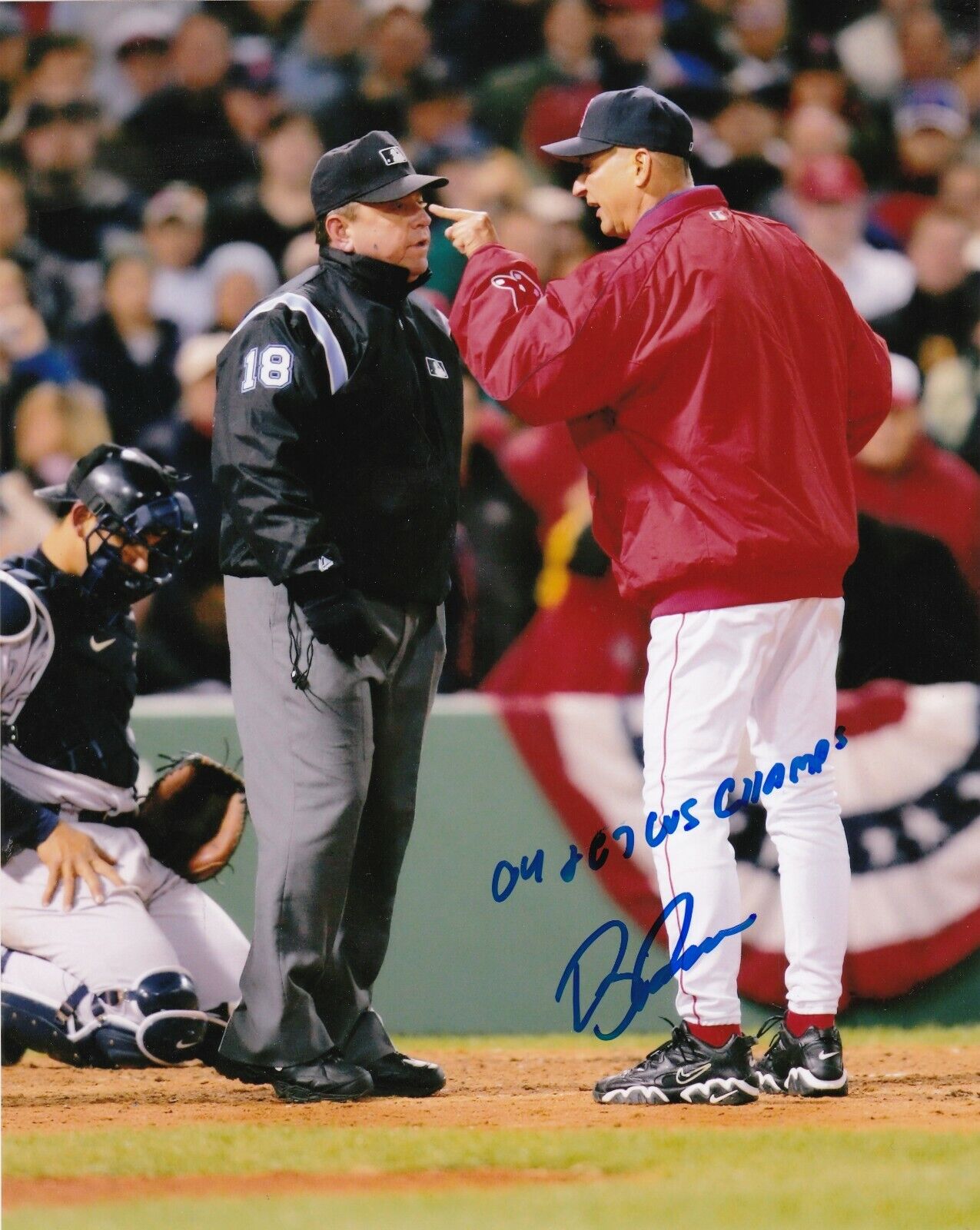 TERRY FRANCONA BOSTON RED SOX 04 & 07 WS CHAMPS ACTION SIGNED 8x10