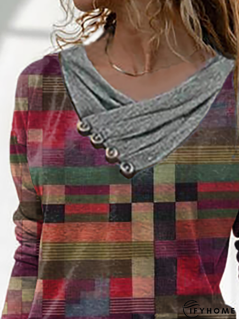 Casual Plaid Printed Top | IFYHOME